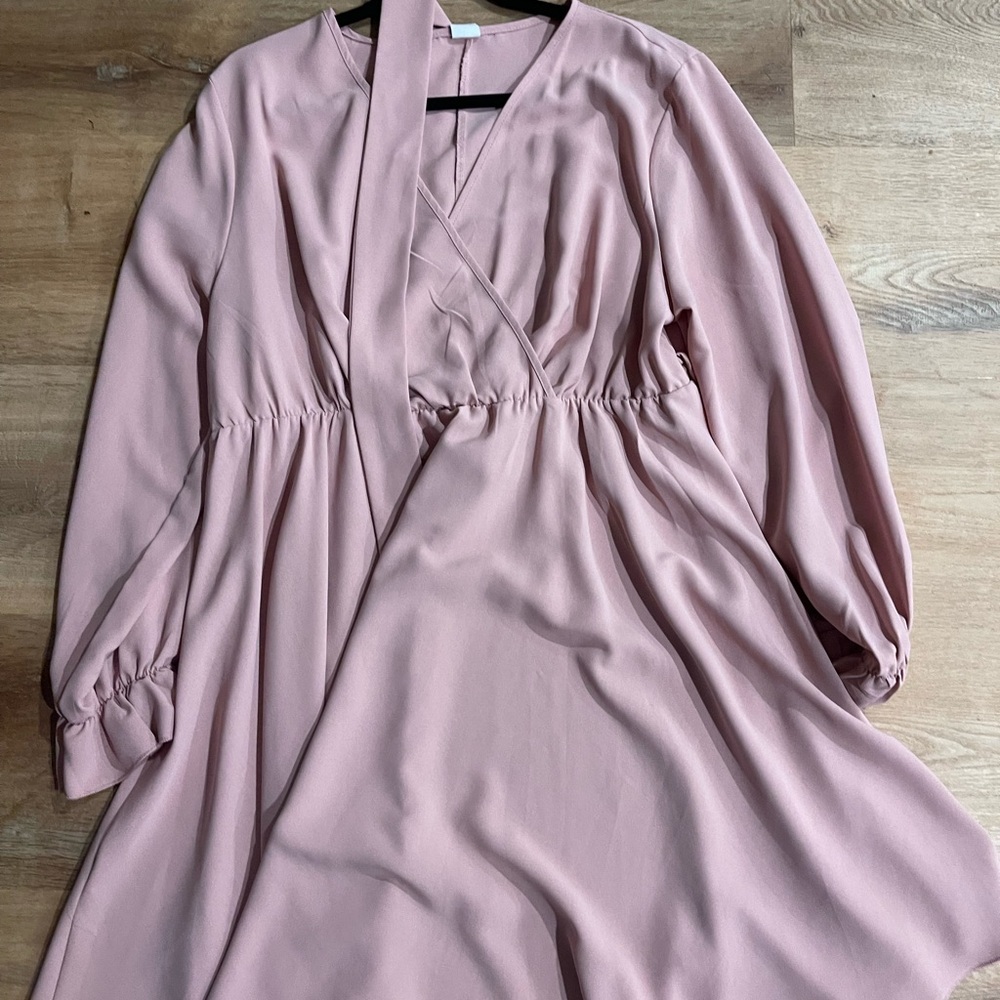 Elegant Pink Long Sleeve Dress